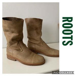 ROOTS Tribe Leather Boots Slouch Fold Over SZ 9.5